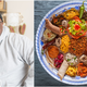 Left: KJ Kearney, founder of Black Food Fridays. Right: Injera lined Vegetarian Platter from Meaza Ethiopian restaurant in Falls Church, VA.